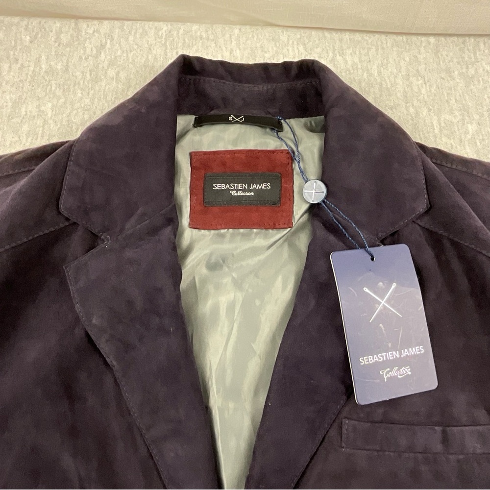 SEBASTIEN JAMES COLLECTION SJ-6004 JAROD SUEDE MEN’S BLAZER JACKET SIZE:50 NAVY